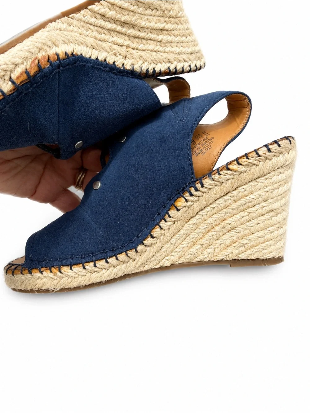 Franco Sarto NATALY Navy Espadrille Wedge Sandals – Size 5.5